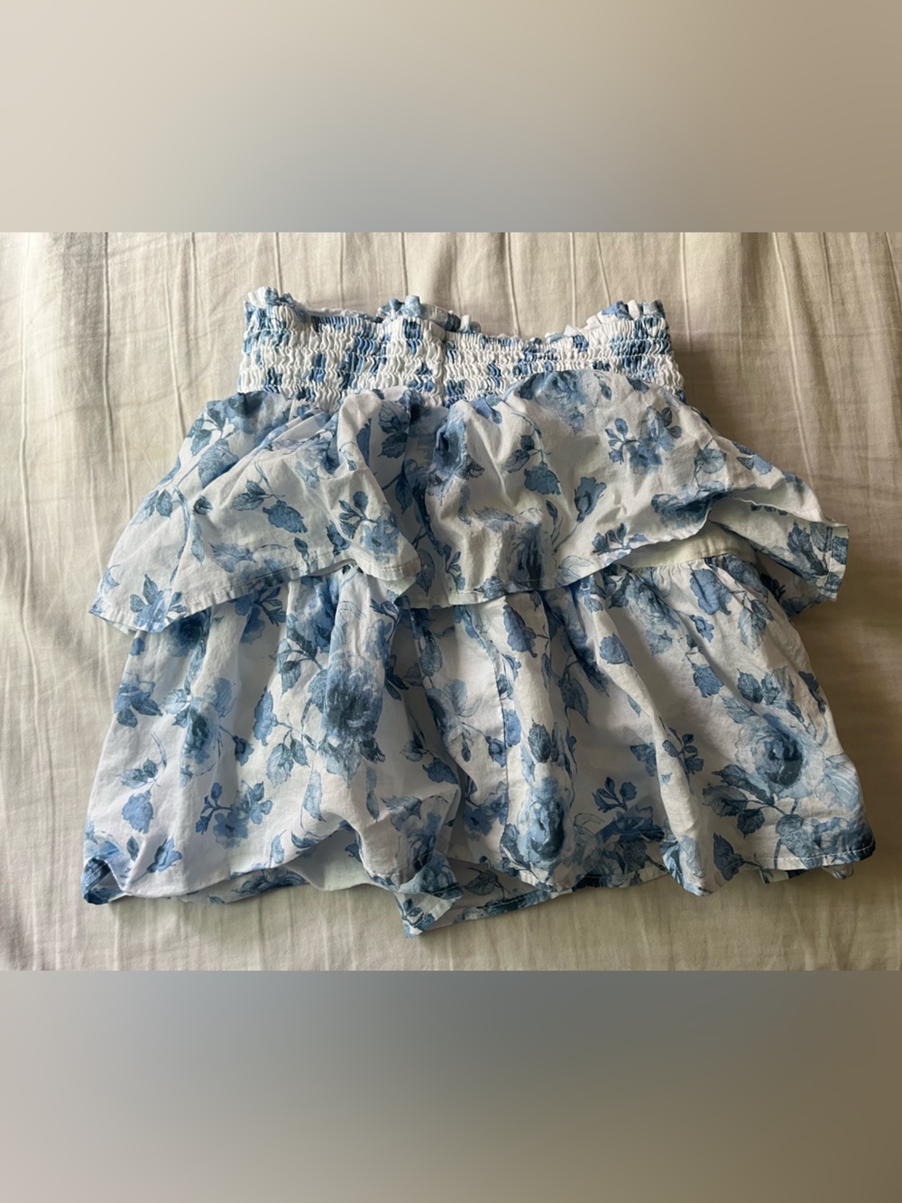 art class Light Blue and White mini skirt